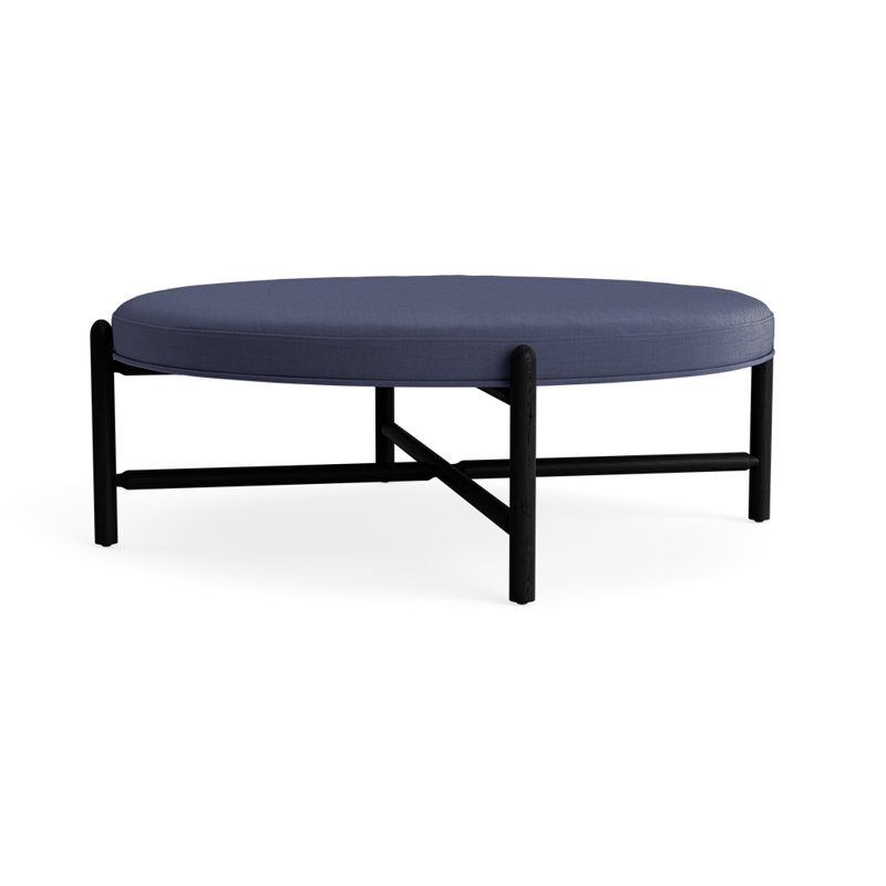 Vane 48" Round Ottoman, Navy, Black