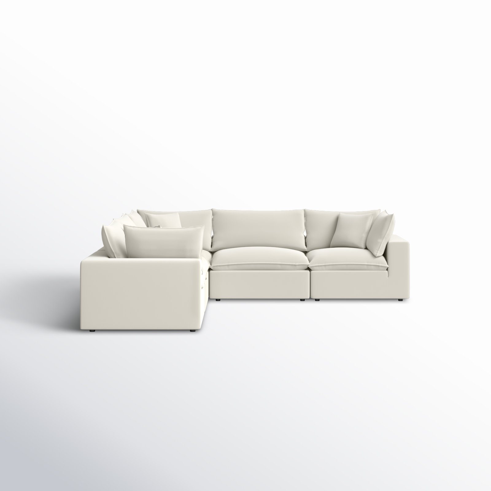 Ellaria 5 - Piece Modular Upholstered Corner Sectional, Cream Livesmart®