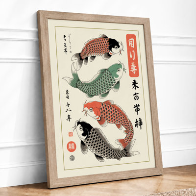 Three Koi In Motion Japandi - Print