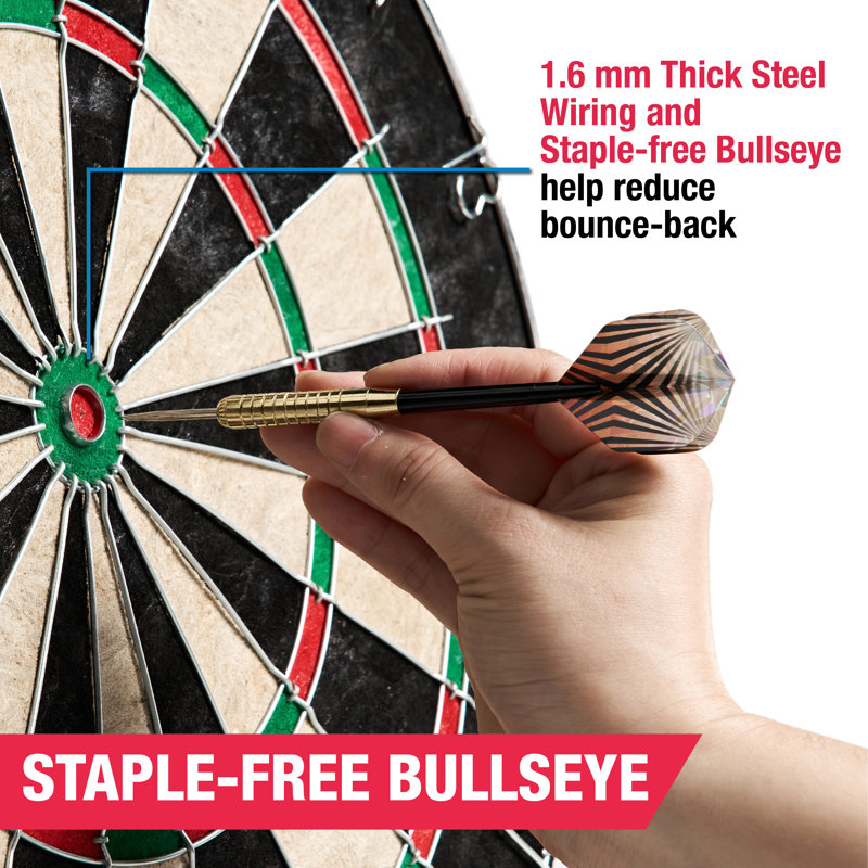 MD Sports 18-in Sisal Dartboard with Staple-Free Bullseye and Steel Tip Dart Set