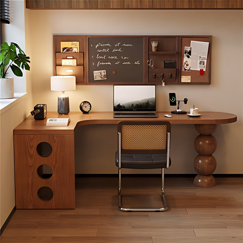 Bureau d'écriture en L Mid-Century, 29.53" H x 78.74" W x 47.24" D