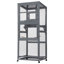 Cage à oiseau 68,3 po pour l'intérieur en bois avec support et roues, gris