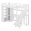Lit mezzanine en métal avec garde-robe, bureau en L, tablettes à 5 niveaux et ports USB, poste de travail peu encombrant-62527308