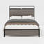 Base de lit en bois avec tête de lit à DEL et 2 ports USB, pas de bruit, matelas à ressorts requis et outils d'assemblage simples, grand espace de rangement sous le lit-2098849104
