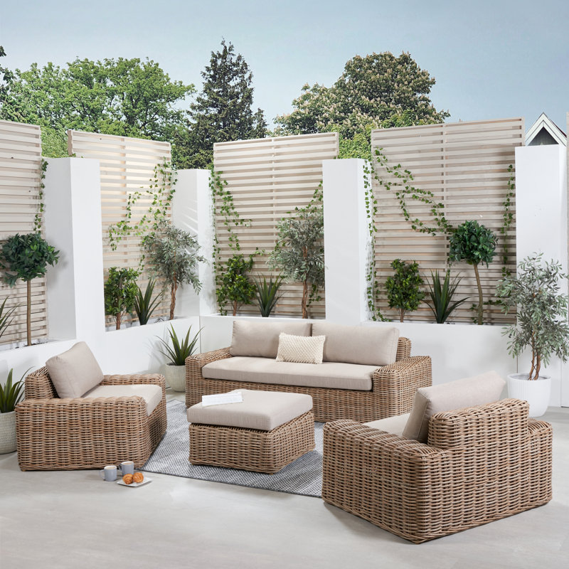 Errin Wicker 4 - Person Seating Group with Cushions