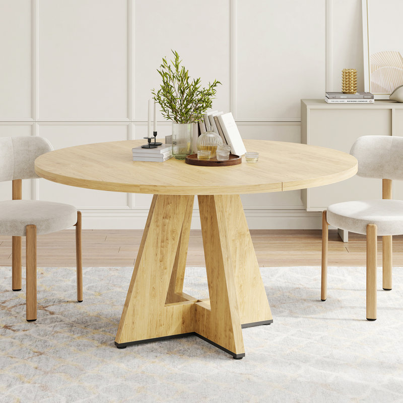 Table de salle à manger ronde pour 4 à 7 personnes, table de cuisine pour la salle à manger, Naturel