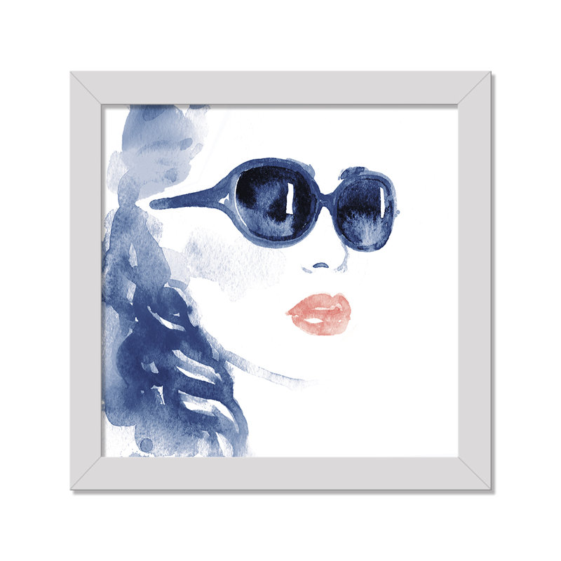 «Blue Watercolor figure», reproduction encadrée