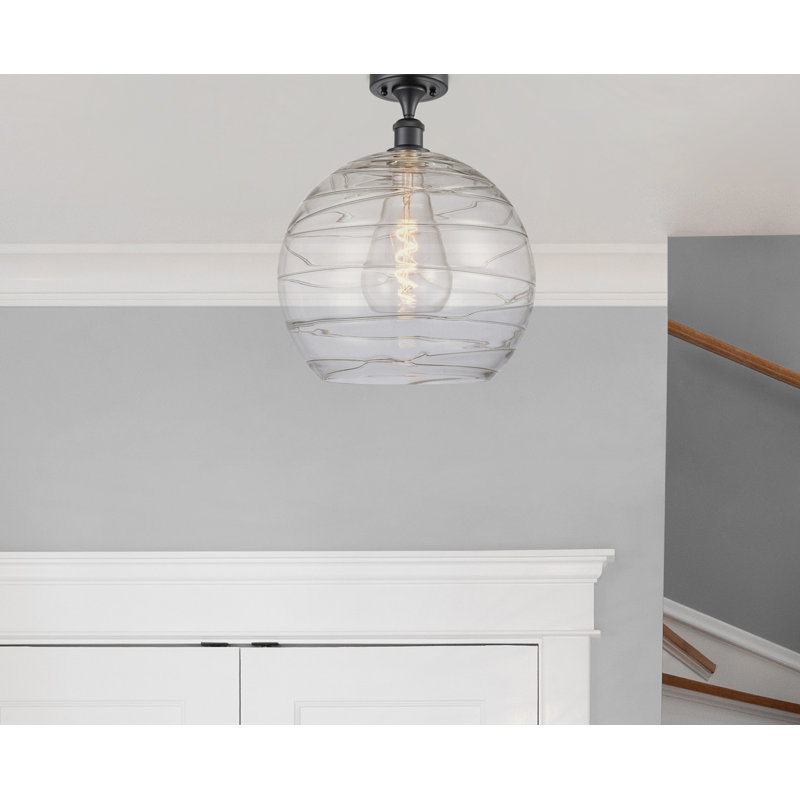 Anie Glass Semi Flush Mount, Matte Black, LED, 16.88"H x 13.75"W x 13.75"D