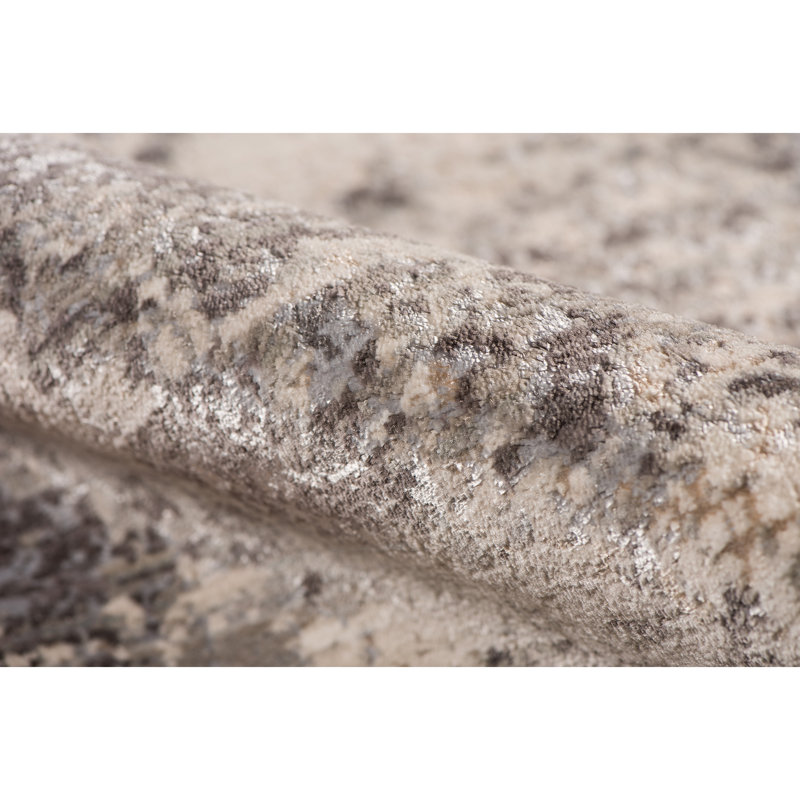 Bonvey Abstract Silver Sand Area Rug, Rectangle 2' x 3'3"