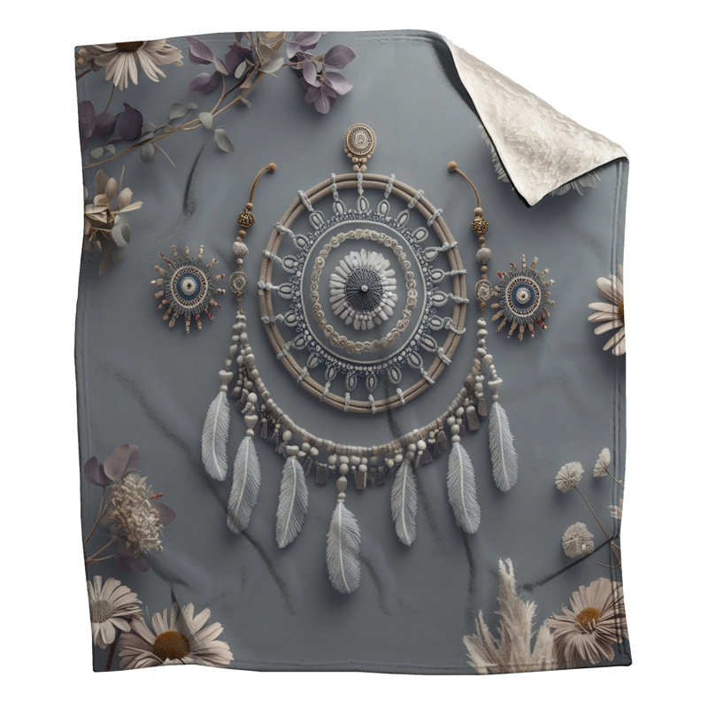 Boho Dreamcatcher With Feathers Blankets, 50in W x 60in H