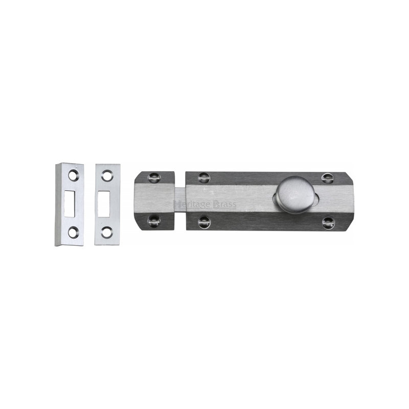 Heritage Brass Heritage Door Bolt Flat, Satin Nickel, 10.16 cm W