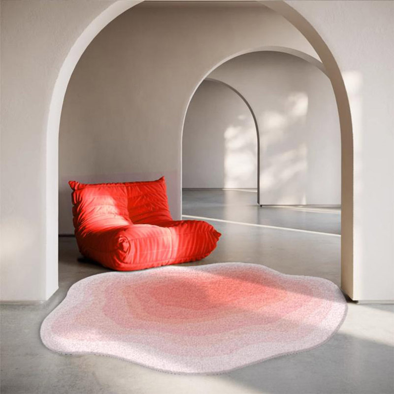 Tapis moderne abstrait, tapis à dégradé irrégulier pour le salon, tapis de chevet en forme de nuage, grand espace lavable antidérapant pour la cuisine du dortoir de l'entrée de la chambre à coucher, 200 x 300 cm / rose