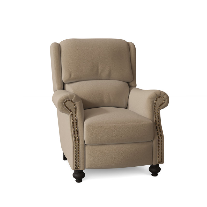 Bancroft Recliner, Aline Fumo Genuine Leather, Cobblestone, French Natural