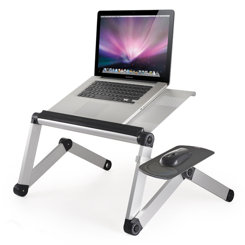 Support pour ordinateur portable et bureau pour ordinateur portable Uncage Ergonomics WorkEZ Cool - Table ajustable pour ordinateur portable avec ventilateurs - Argent