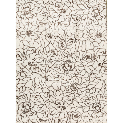 Hand-Knotted High-Quality White and Brown Area Rug