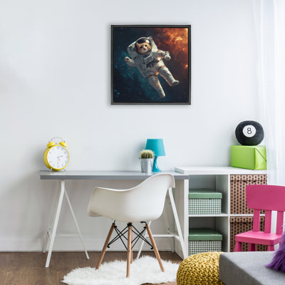 Cadre flottant interstellaire pour chat astronaute, design par Jim Baldwin