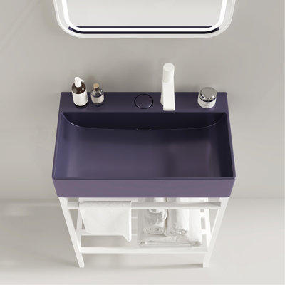 24"Bathroom Sink without Cabinet, Purple Ceramic Basin