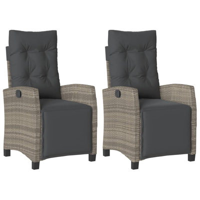 Lark Manorâ„¢ Reclining Patio Chairs 2 Pcs With Footrest Poly Rattan by Lark Manor