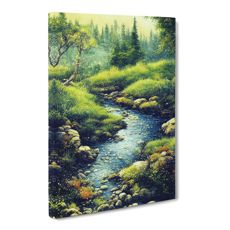 Watercolour Babbling Brook Vol.3 - Wrapped Canvas, 76cm H x 50cm W x 3cm D