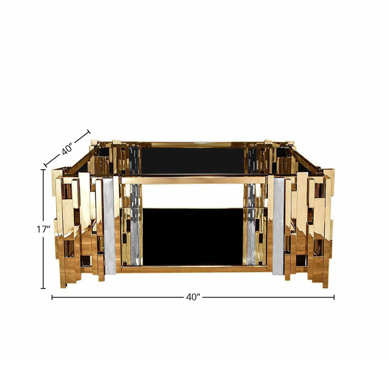 Table basse avec rangement Frame, Poli argent