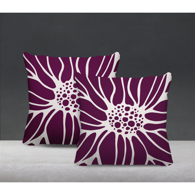 Housse et insert de coussin décoratif intérieur / extérieur en mélange de polyester, L 17 po x H 17 po, Mauve
