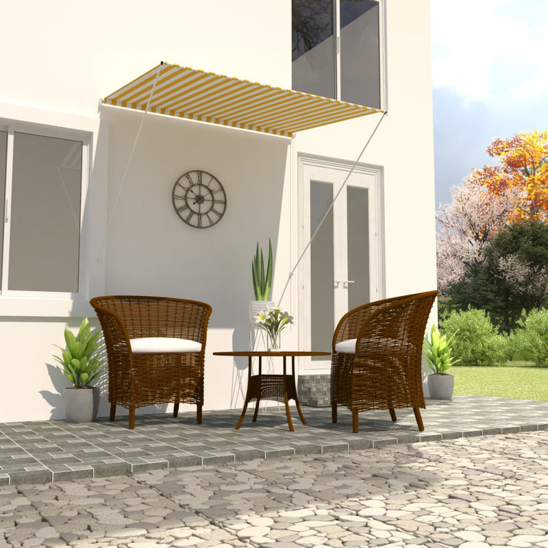 Terah Retractable Awning, Yellow/White, 150 x 150cm