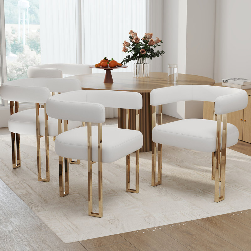 Chaises de salle à manger Barrel, Velours beige