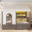 Full Size House Bed With 2 Large Drawers, Side Bookshelf With LED Strip, Gray-1900790368