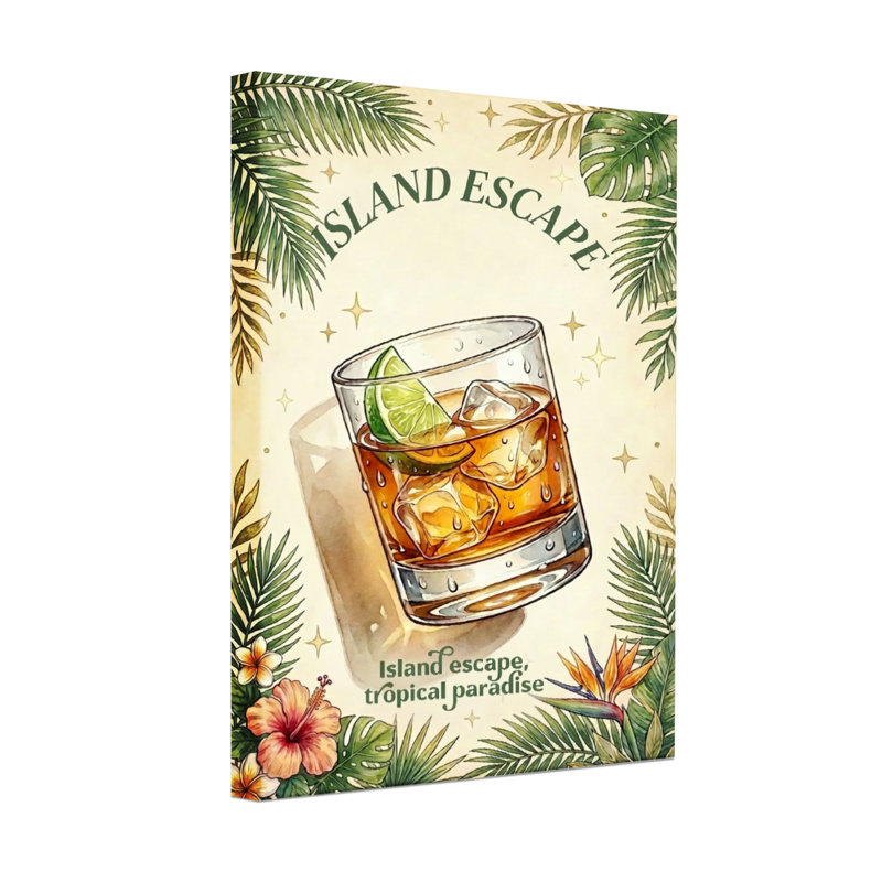 Fashion cocktail tropical avec de la lime et de la glace, H 36 po x l 24 po