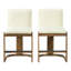 Ensemble de 2 tabourets de bar modernes en bois massif à hauteur de comptoir de 24 po, chaise d'îlot de cuisine rembourrée en lin-125536055