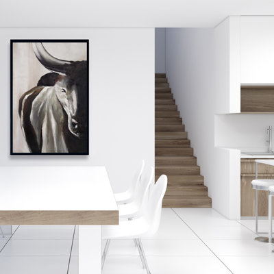Bull Head Front View Print On Canvas