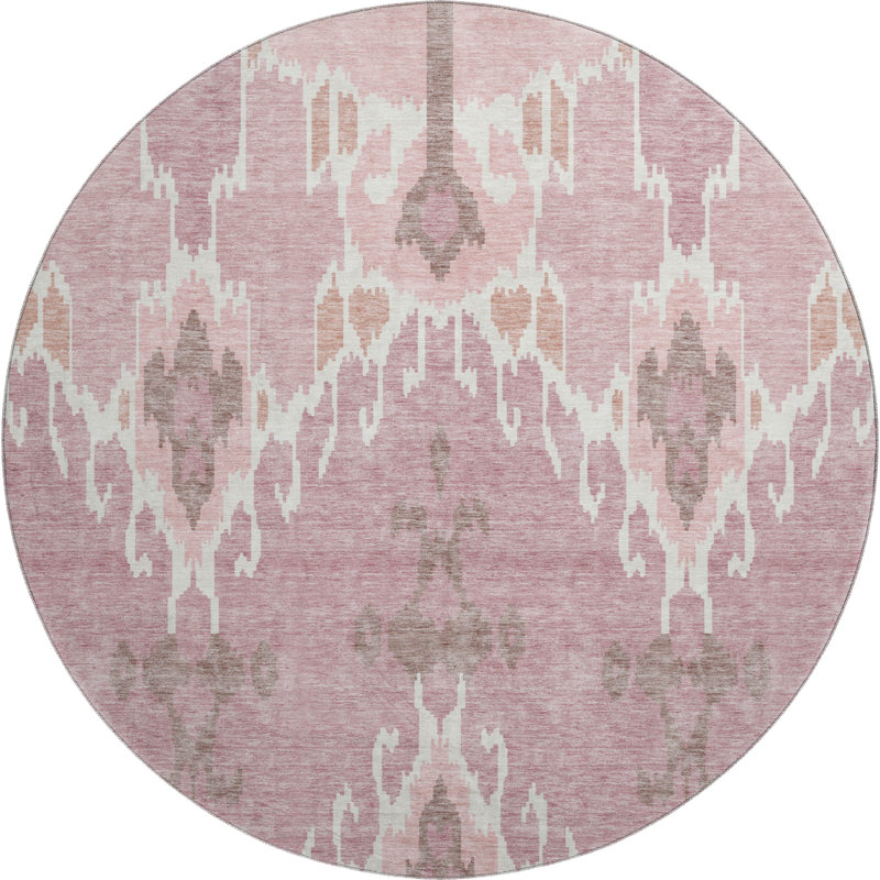 Premium Machine Washable Prisco Blush Rug, Round 8'
