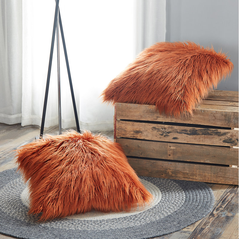 Geometric Square Cushion Cover, Rust