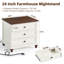Table de chevet Farmhouse avec station de charge, table de bout de 24 po de large avec 3 tiroirs, commode en bois pour la chambre à coucher, commode de table de chevet, table de chevet pour le salon, placard-123175609-123037902