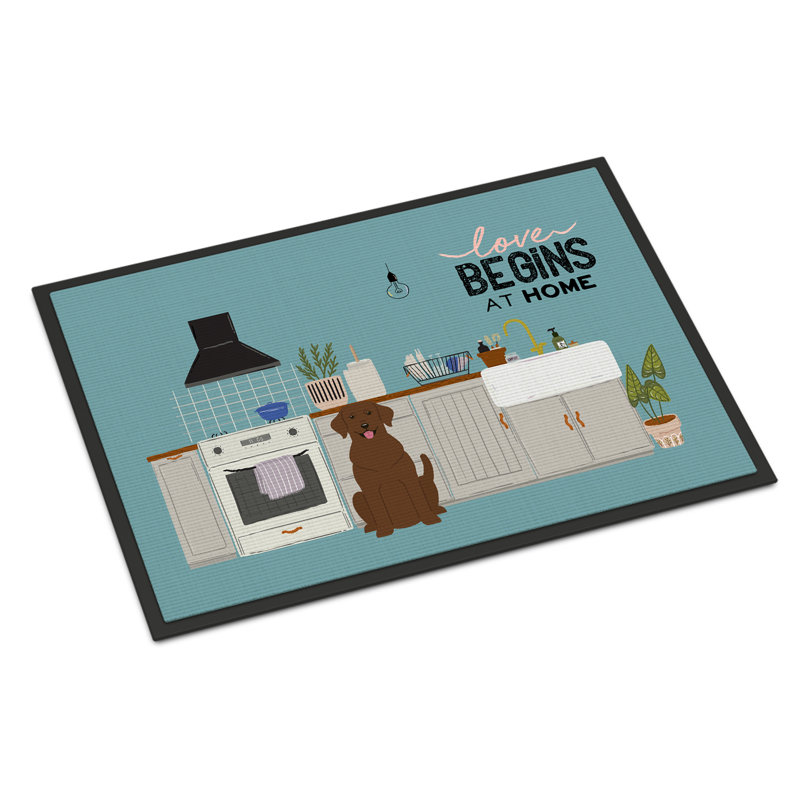 Tapis d'entrée antidérapant Guerriero, Labrador chocolat, L 18 po x L 27 po