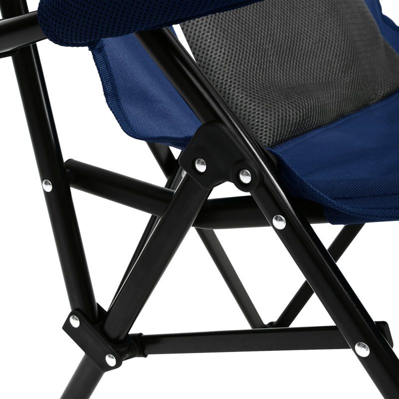 High Back Lawn Chair For Outdoor Relaxation, Support 250Lbs, Foldable And Lightweight, Navy Blue, Stable Heavy Duty Collapsible With Cup Holder, 250Lbs Support, Back, Breathable Mesh , Patio