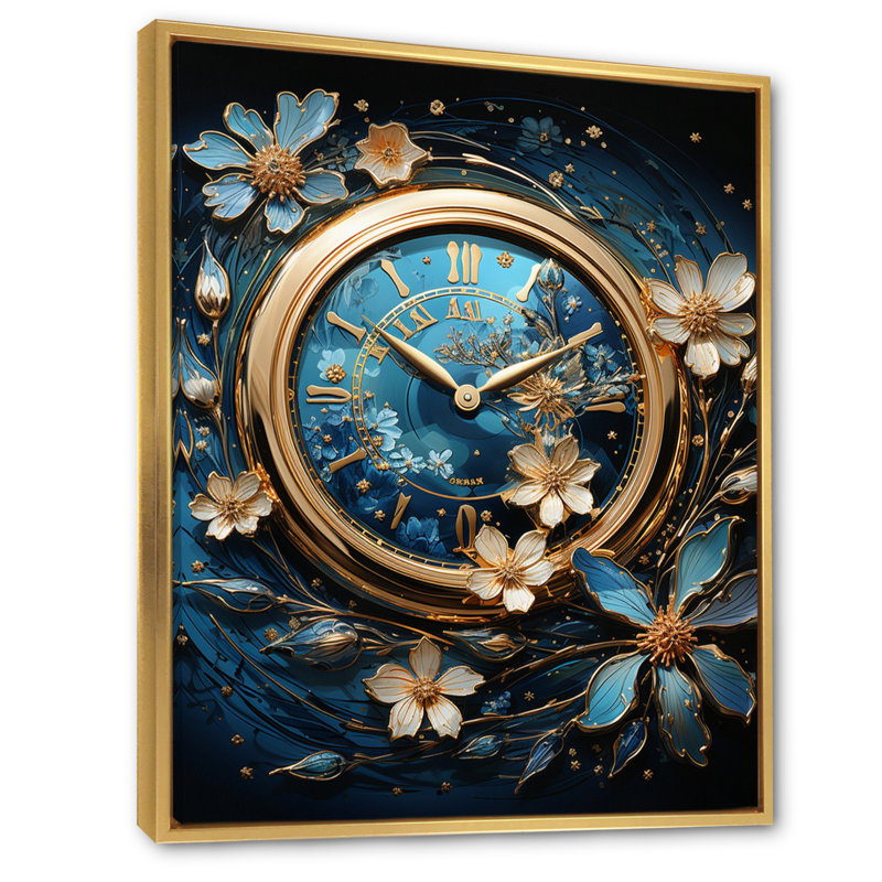 Blue Luxury Watch Sapphire Time Keeper III - impression sur toile tendance, H 40 po x l 30 po x P 1,5 po, Cadre flottant doré
