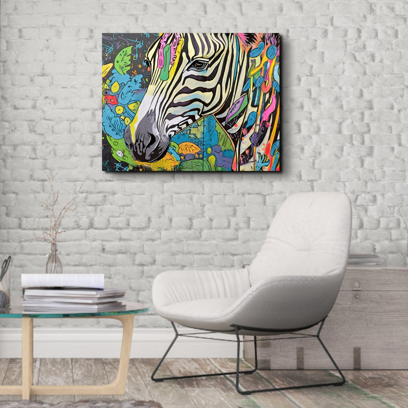 «Zebra Graffitianimals» sur toile, H 26 po x l 32 po