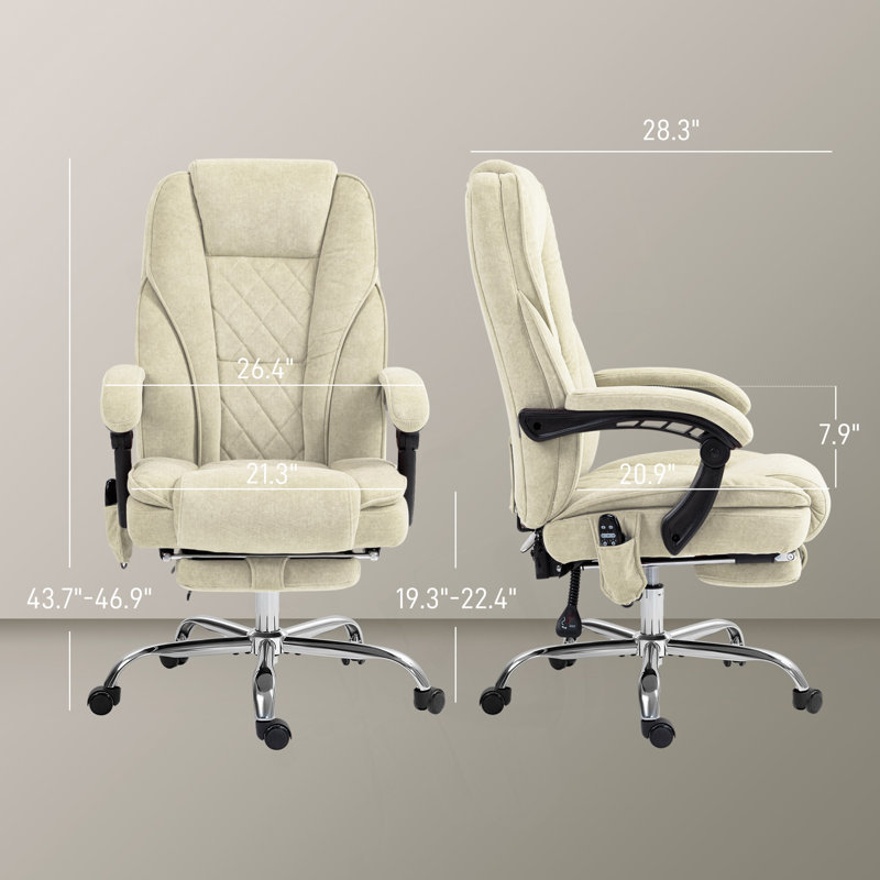 Fauteuil de bureau ergonomique à massage avec repose-pieds, 6 points de vibration, chaleur et inclinaison réglable pour un confort et un soutien ultimes