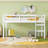 Solid Wooden, Rubber Wooden Twin Loft Bed With Ladder, Bed Platform Of Strengthened Slats, White-1552967609
