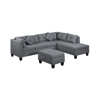 104.5" Upholstered Sofa,Chaise & Ottoman