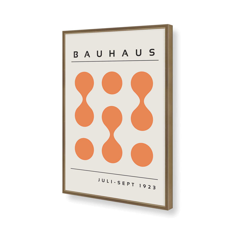 Orange Bauhaus, impression encadrée, Reproduction encadrée sans passe-partout, Or brossé, H 15,25 po x l 12,25 po x P 1,25 po