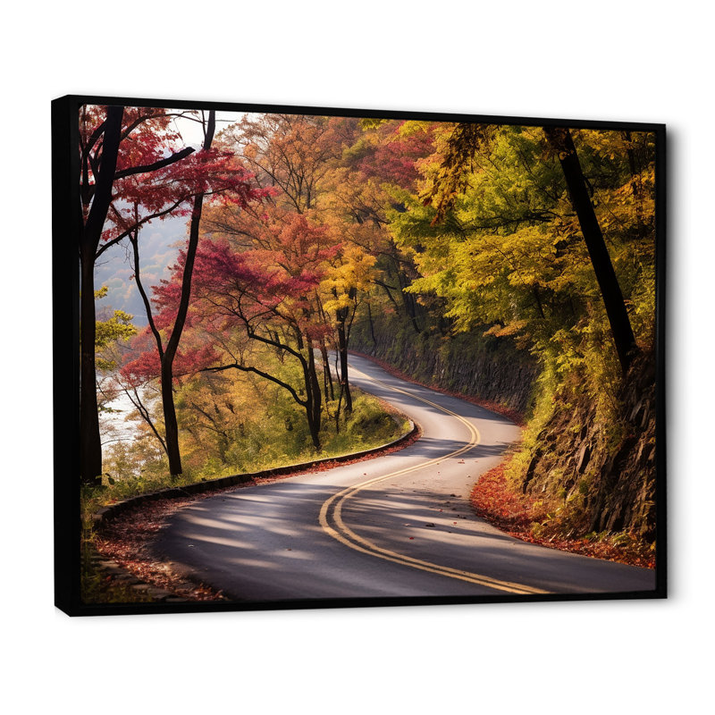 Shades Of Purple Road Into Forest IV - Art mural sur route, Cadre de coin blanc fermé, H 30 po x l 40 po x P 1,5 po