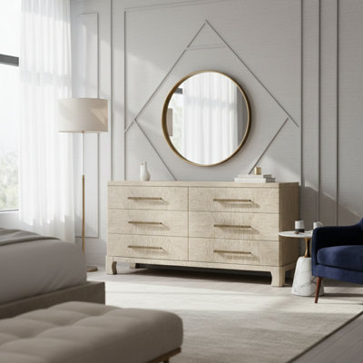 Marlow Oak Dresser, 6-Drawer Bedroom Dresser - Light
