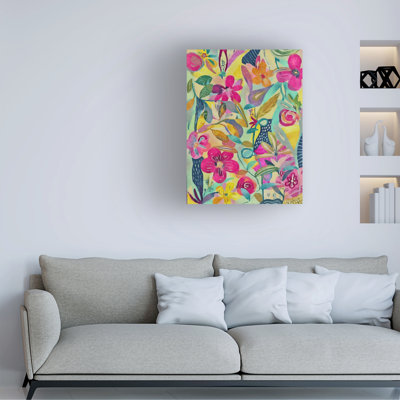 Wrapped Canvas Wall Art - Suzanne Allard 'Jungle Garden 2' Wall Art for Living Room, Bedroom, or Office Décor  - 18x24