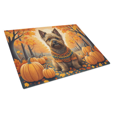 Cairn Terrier Fall Glass Cutting Board Large