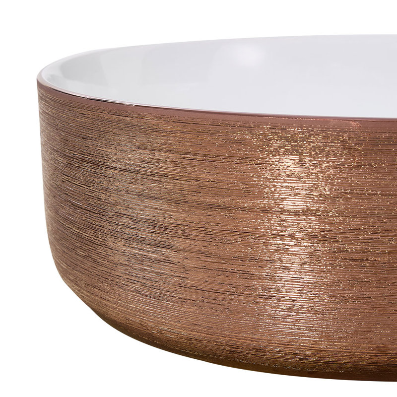 Metro Lane 310mm L x 310mm W Natural Ceramic Circular Sink, Brass