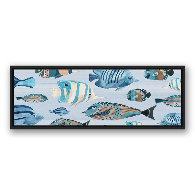 Aquarelle sur toile flottante encadrée, H 13,75 po x l 37,75 po