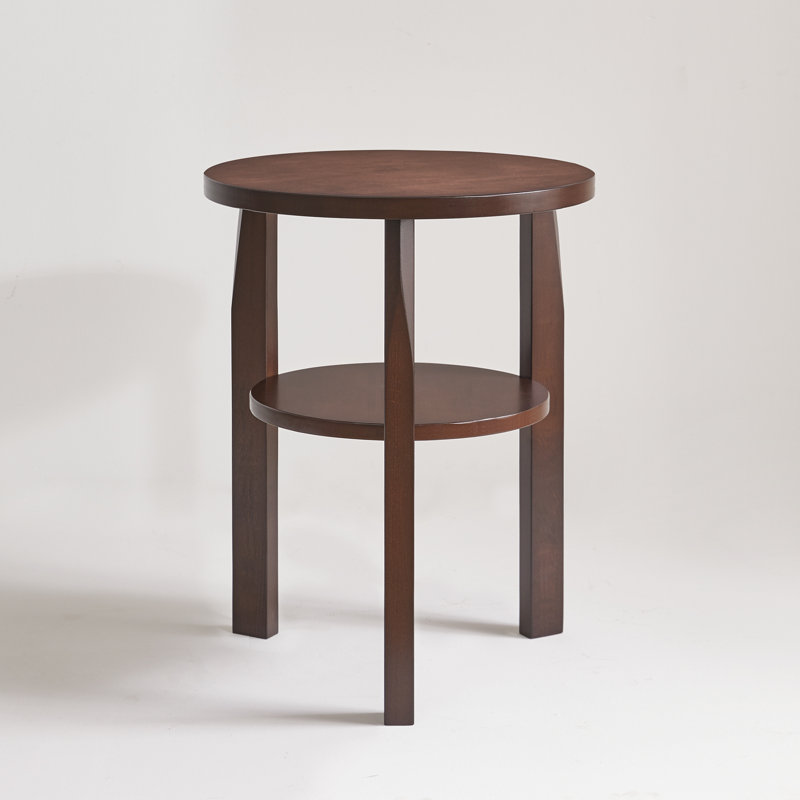 2-Tier Solid Wood Round End Table