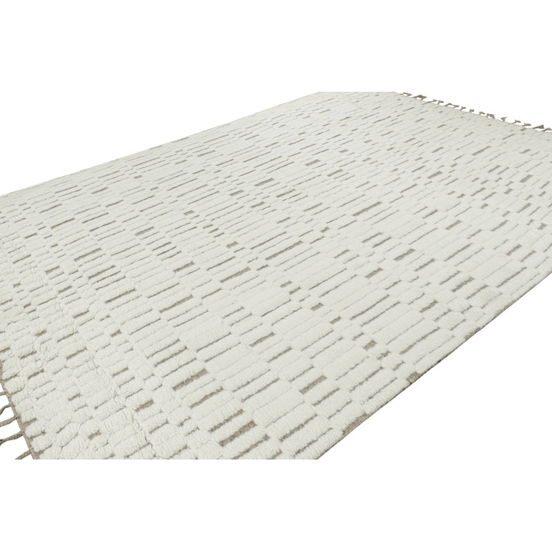 Hand Knotted Wool Geometric Area Rug, Rectangle 6' x 9'